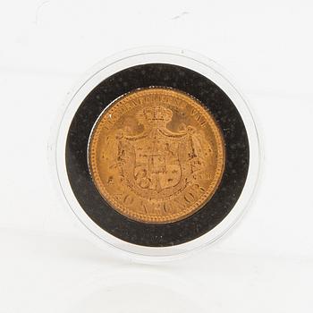 Guldmynt Sverige, Oscar II 20 kr, 1878 på 1877.