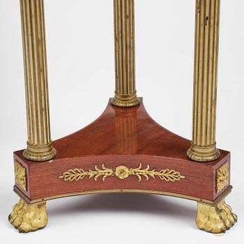 An Empire-style mahogany table with a pietre dure, micromosaic and specimen marble top, mid 19th century.