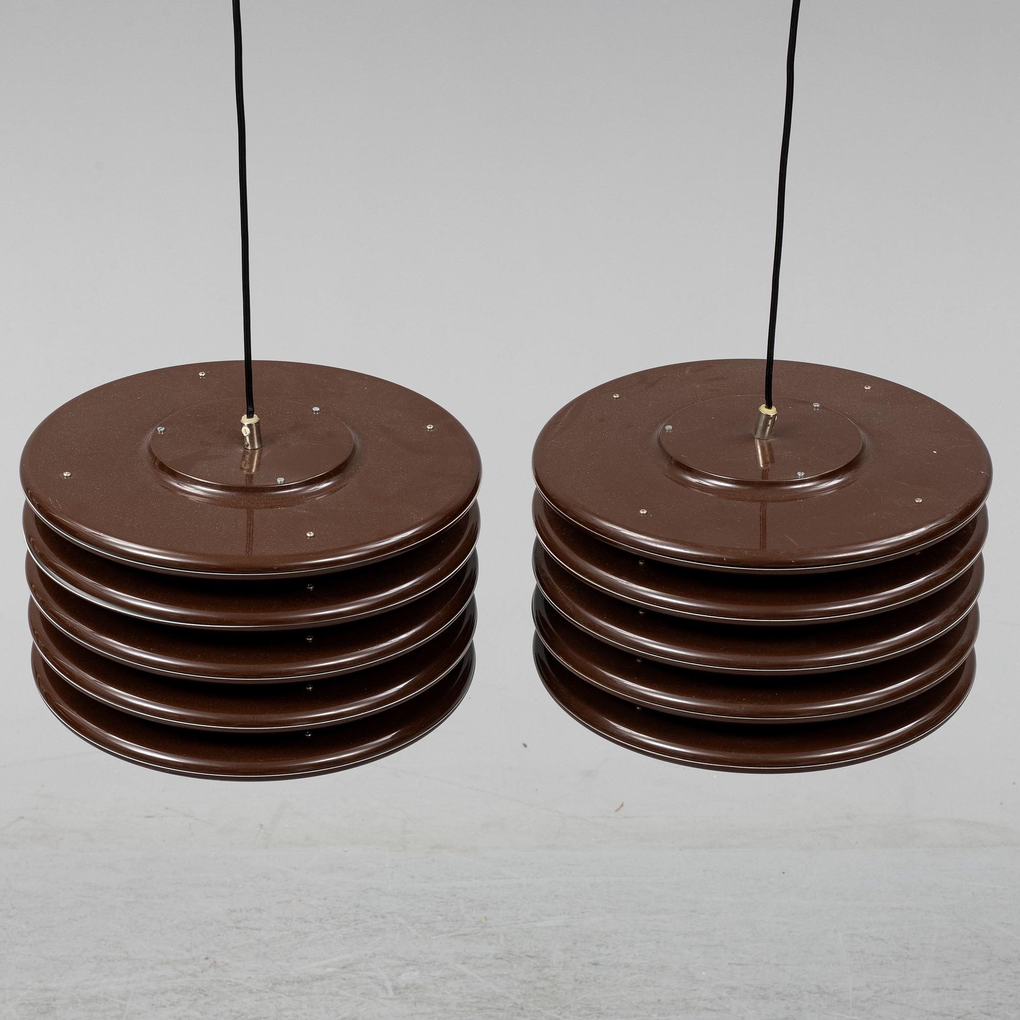 A par of 1970's ceiling lights.