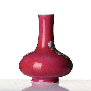 A pink ground famille rose 'floral' vase, Republic, 20th century.