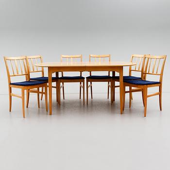 MATSALSMÖBEL, 7 delar, "Talavid", Carl Malmsten, Waggeryds, 1900-talets andra hälft.