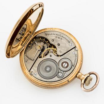 Elgin, pocket watch, hunter case, 14K gold, 48.5 mm.