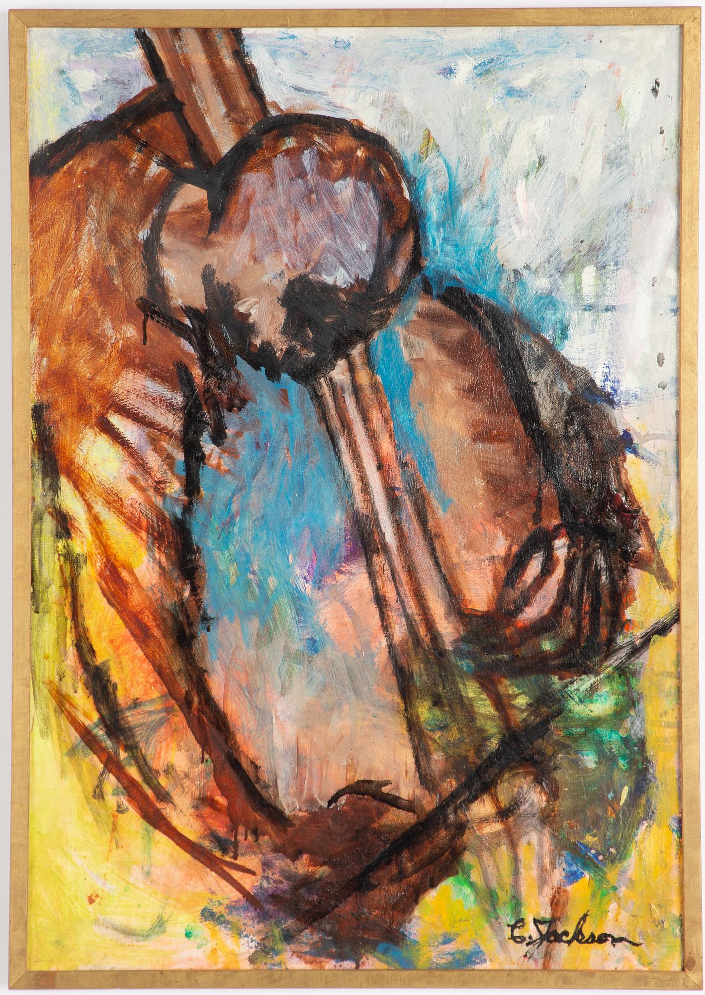 Clifford Jackson, figure with string instrument.