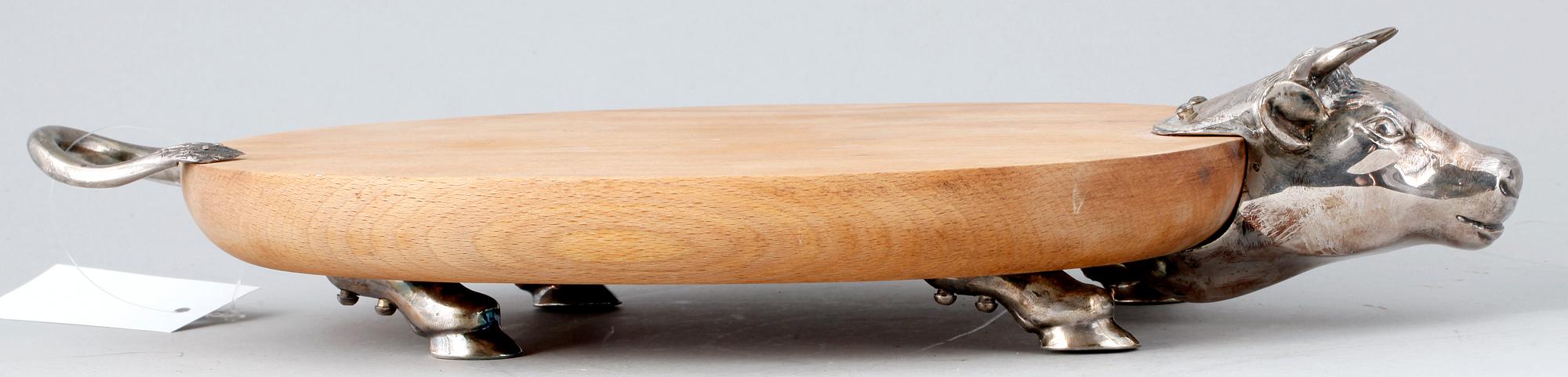 BRICKA, nysilver och trä, sent 1900-tal.