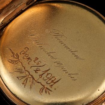 FICKUR, 18k guld, Schweiz, sekelskifte 1800/1900-tal. Vikt 30 g.