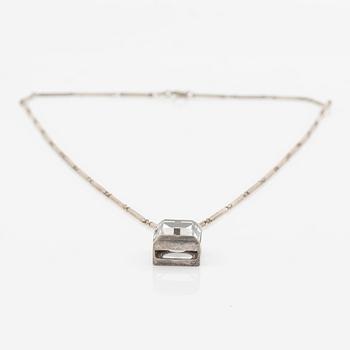 Collier silver med fasettslipad bergkristall, Hallberg.