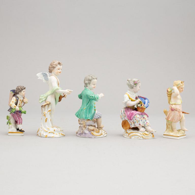 A group of five German porcelain figures, Meissen and Berlin, circa 1900.