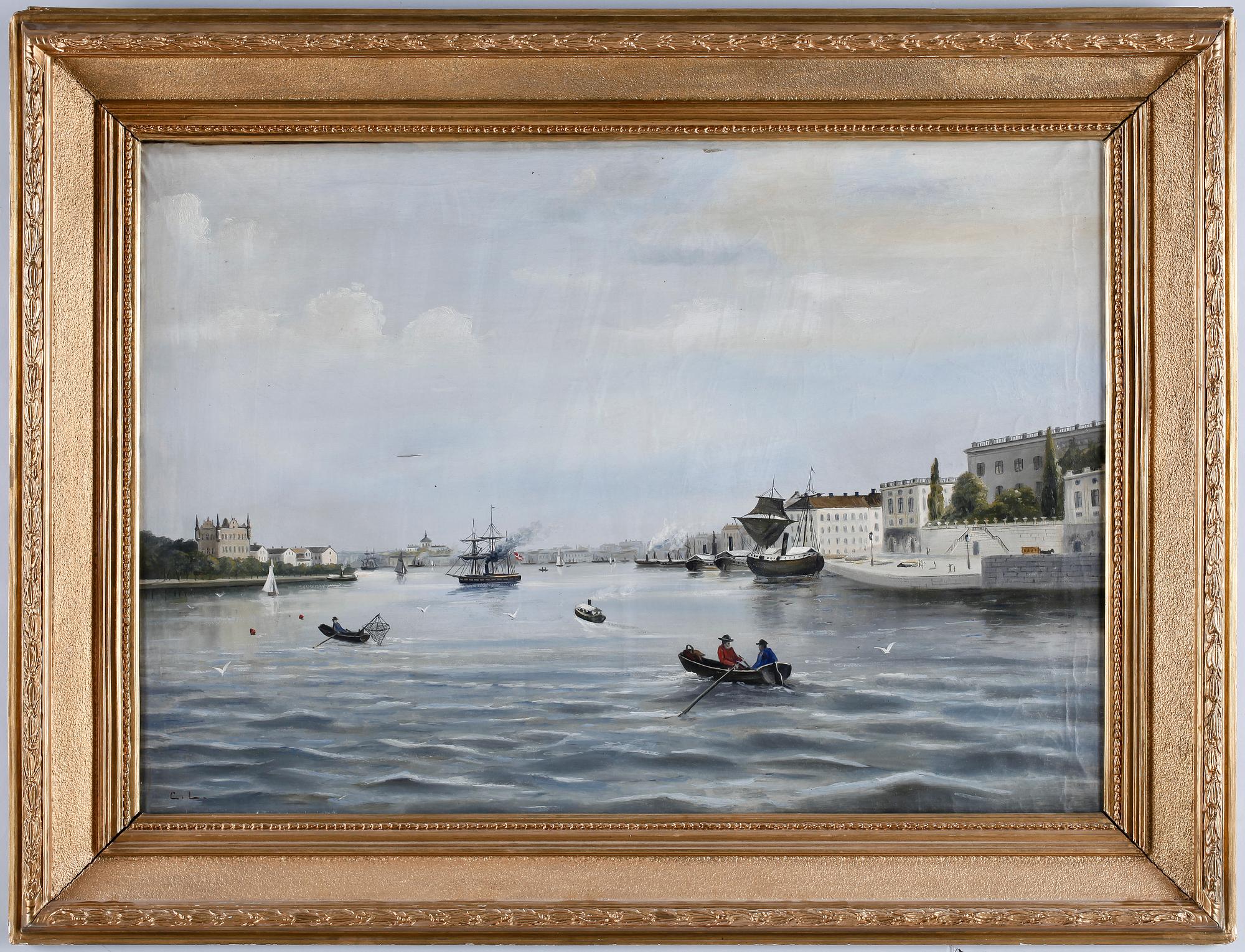 OKÄND KONSTNÄR. Olja på duk. Sign CL. 1800/1900-tal.