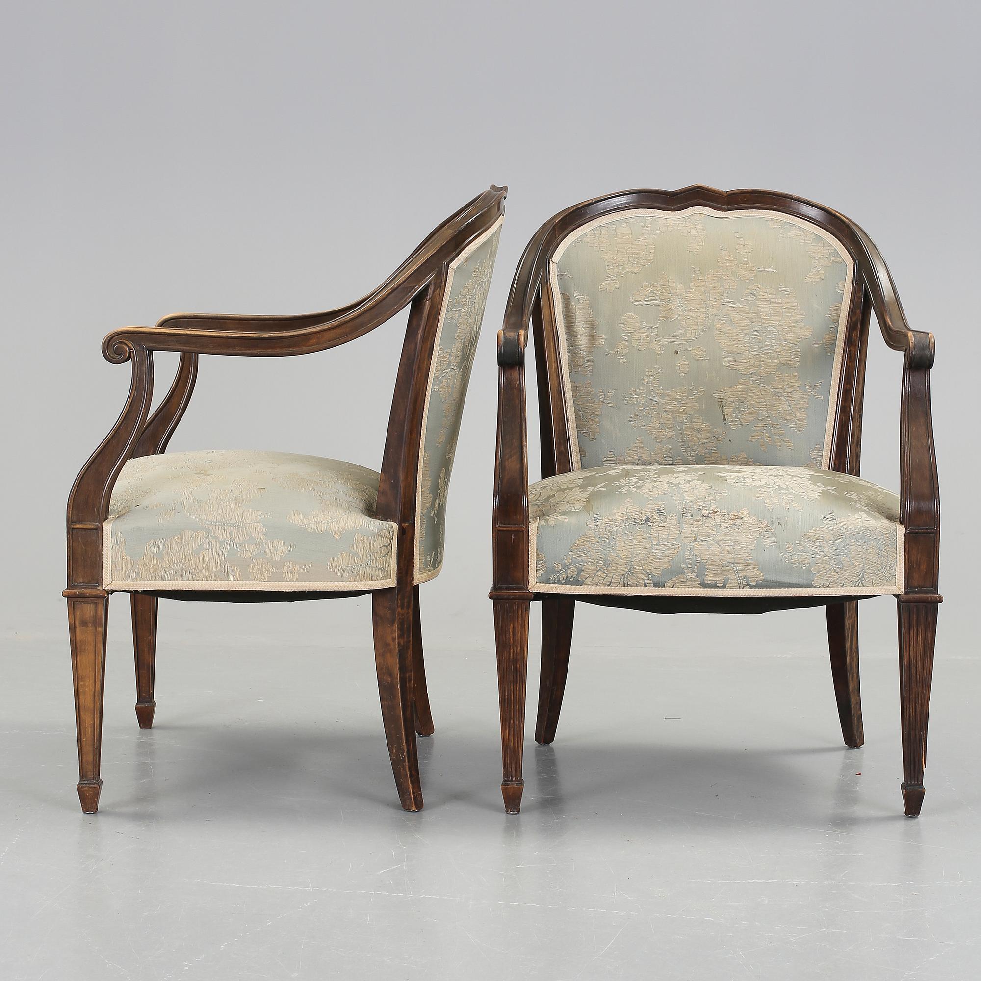 KARMSTOLAR, ett par, art deco, 1920/30-tal.