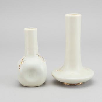 HARRACHOV GLASSFABRIK, a set of two painted glass vases around 1880.