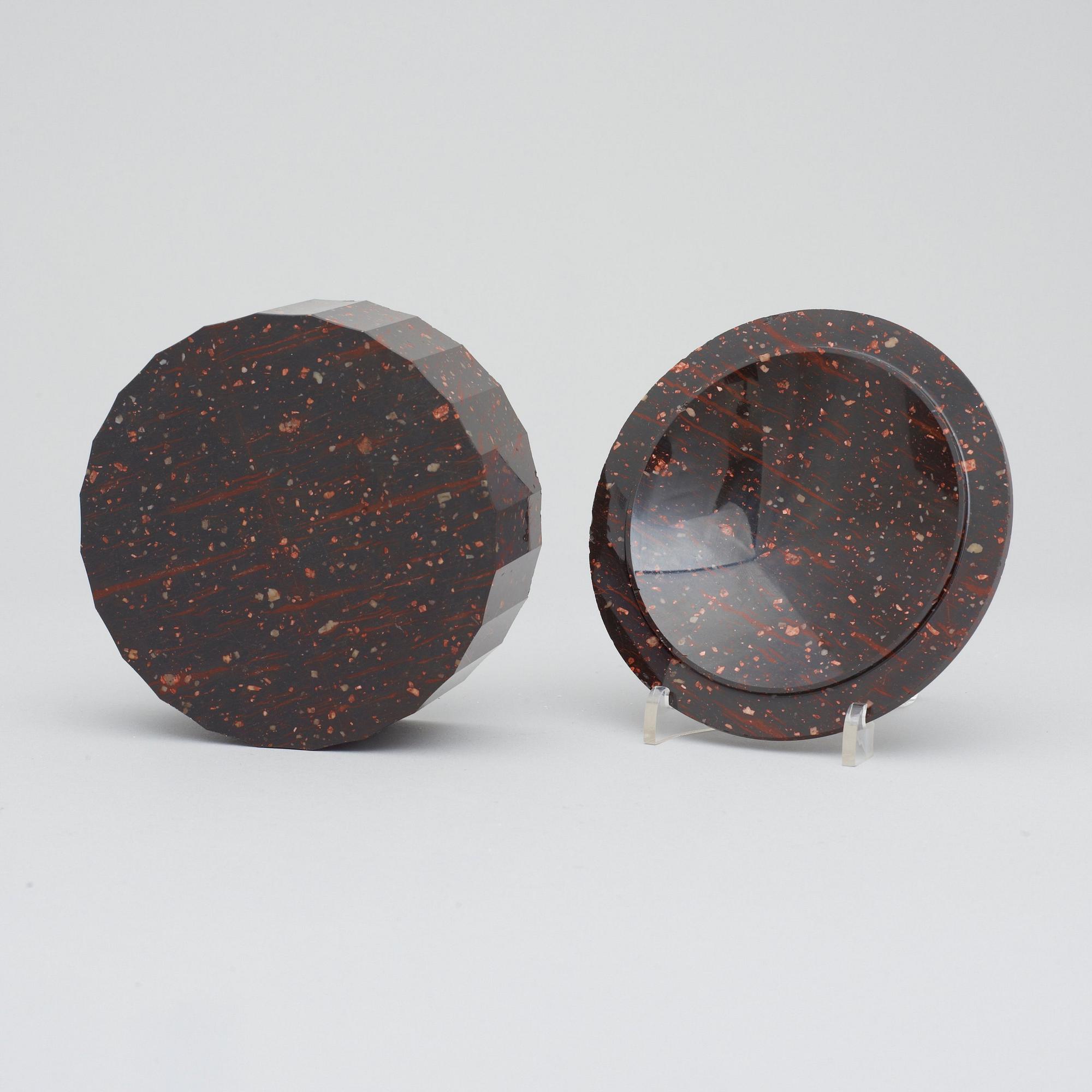 A Swedish Empire porphyry butter box.