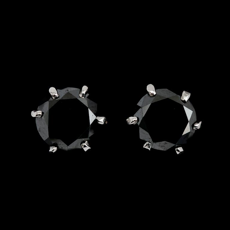 ÖRHÄNGEN, 1 par, silver, svarta diamanter tot ca 4.30 ct.