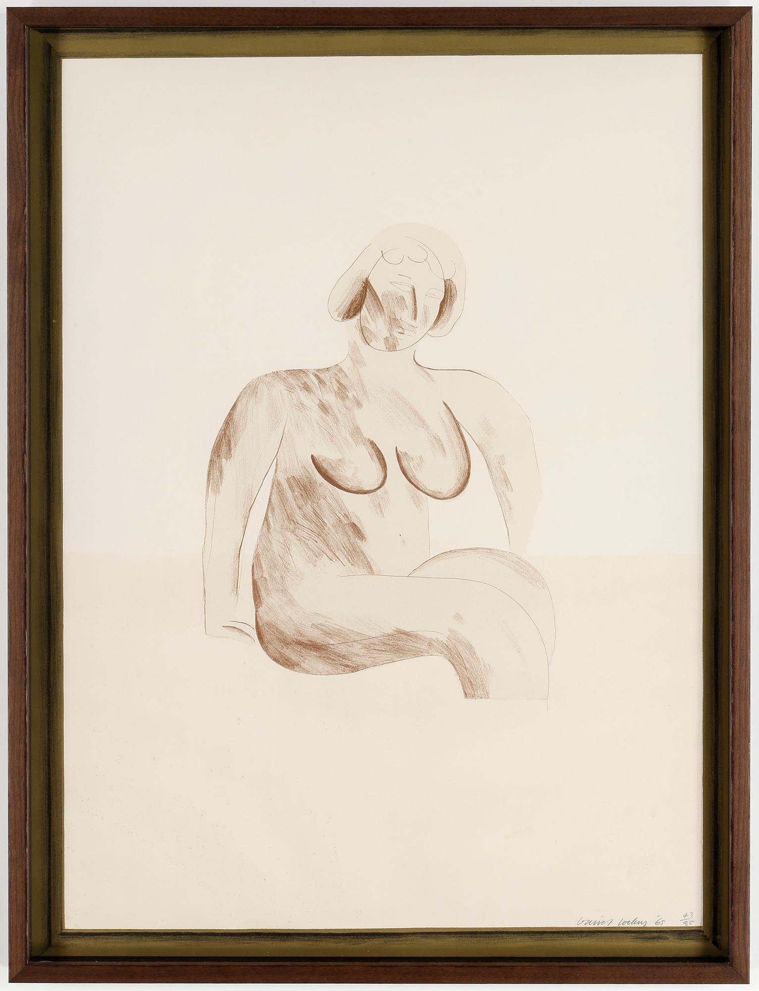 DAVID HOCKNEY, färglitografi. Signerad och numrerad 43/85 samt daterad 65, utgiven av Editions Alecto, London.