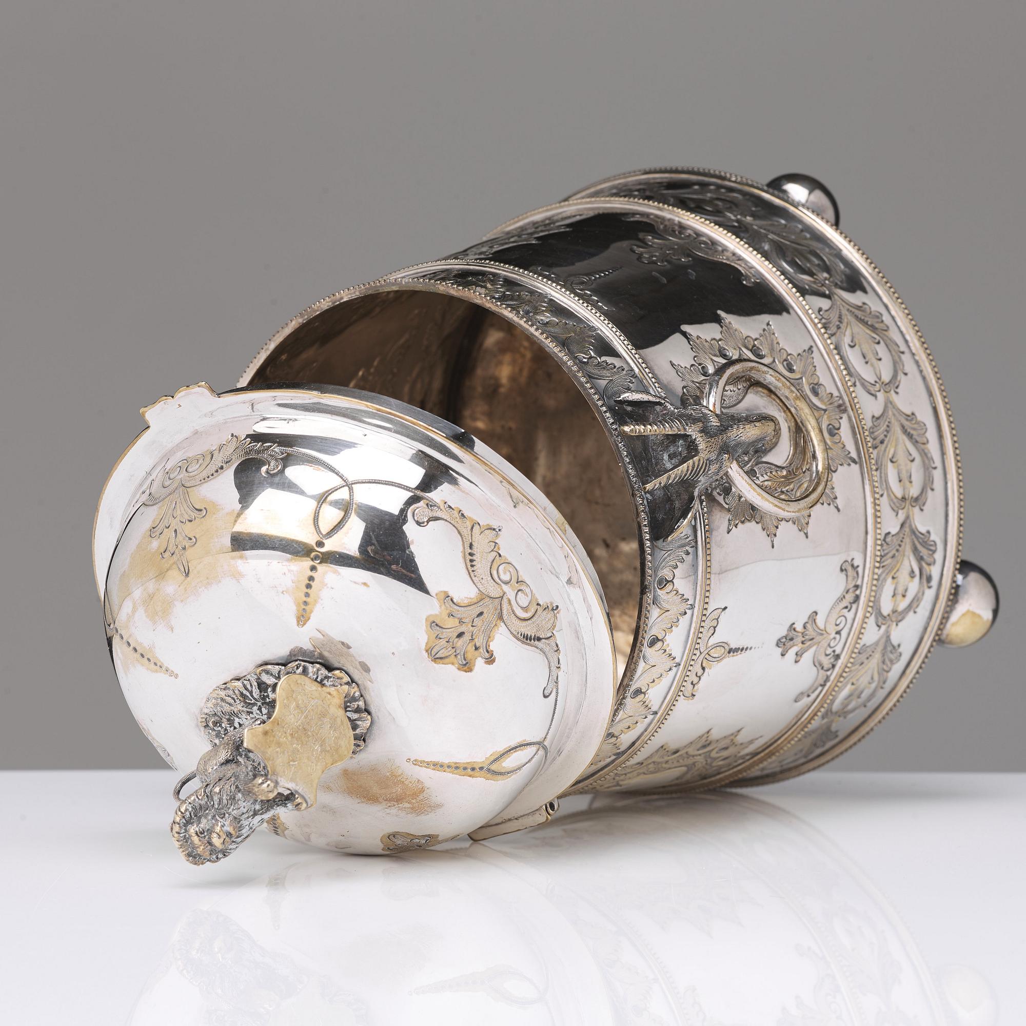 A 20th century plated jar and cover.