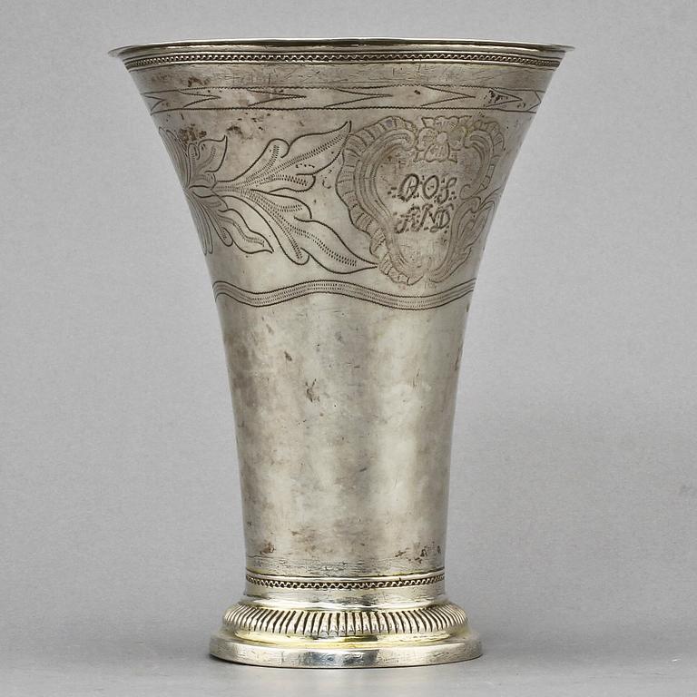 BÄGARE, silver, Samuel Lyberg, Borås, 1793. Vikt 370 g.