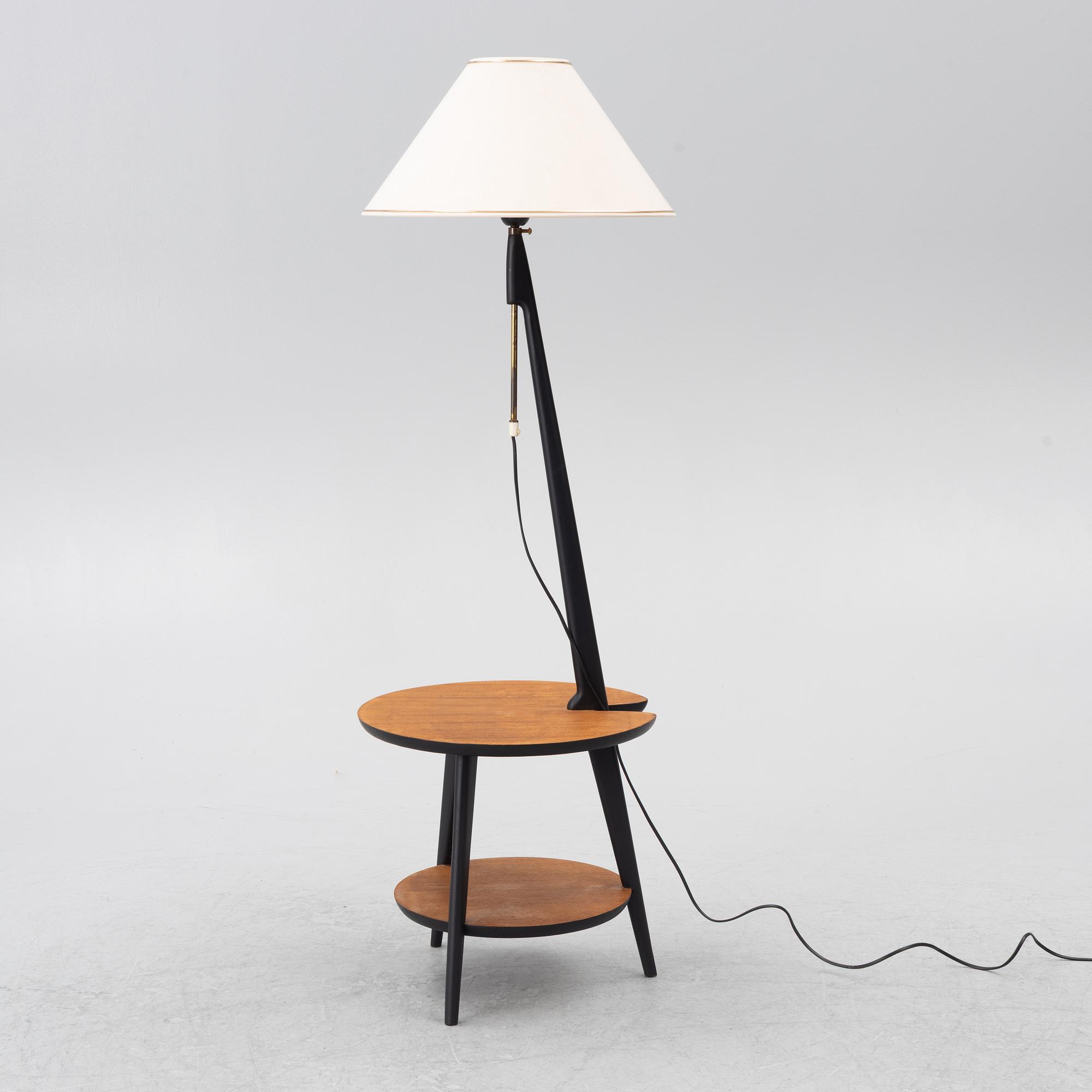 Golvlampa med bord, möjligen Lars Schiøler, Hoyrup Danmark 1960-tal.