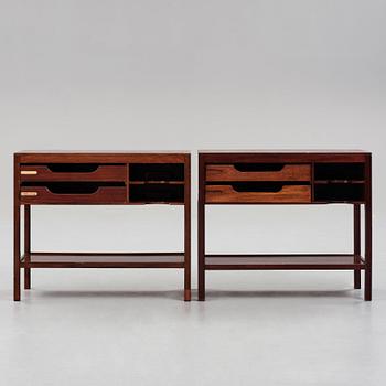 HANS J WEGNER, two mahogany telephone tables, model 'A3404' for Plan Møbler, Denmark 1940's.