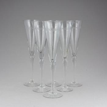 CHAMPAGNEGLAS, 12 st, glas, sent 1900-tal.