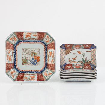 An Arita bowl and five side dishes, Japan, Meiji (1868-1912).