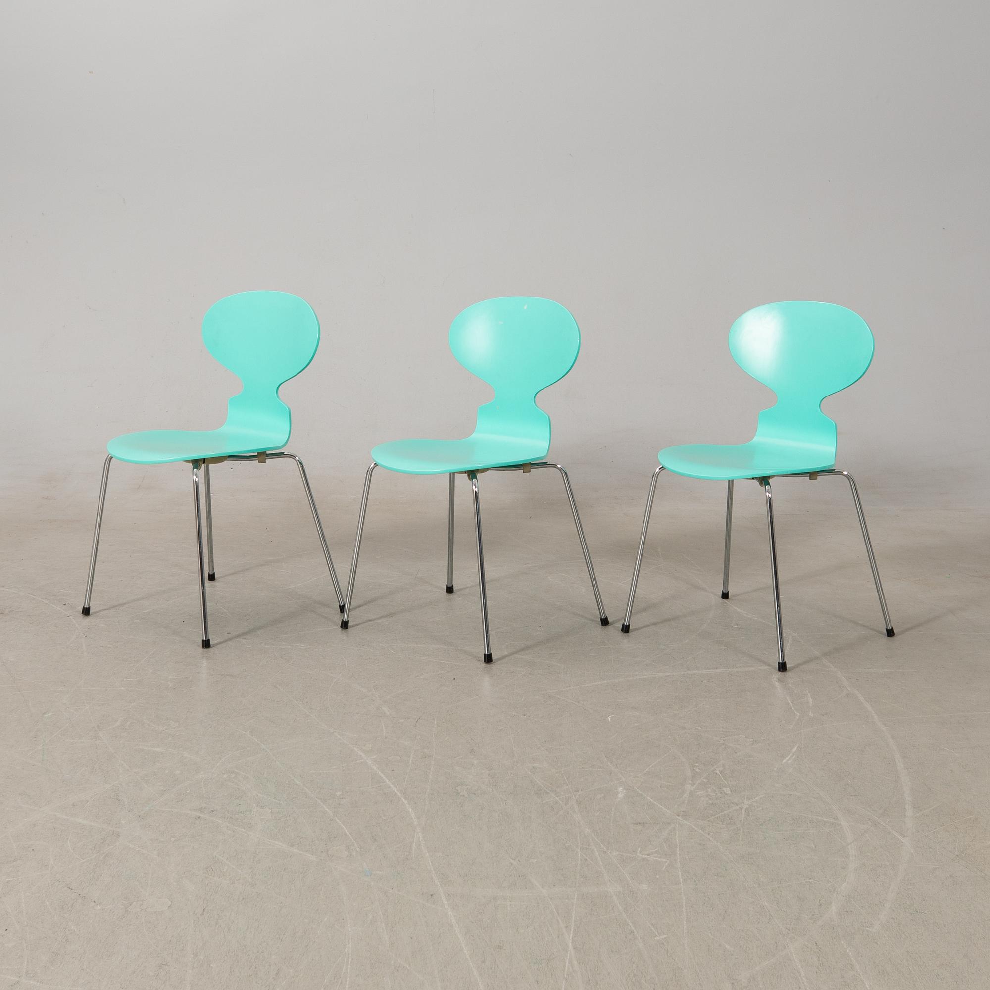 Arne Jacobsen,  stolar 8 st, "Myran", Fritz Hansen, 1993.