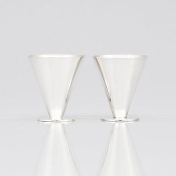 Wiwen Nilsson, a set of six sterling coctailglasses, Lund Sweden 1952-1963.