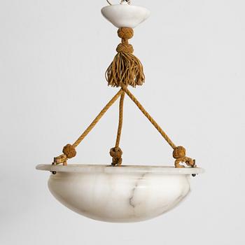 A ceiling lamp, alabaster, 1920s.