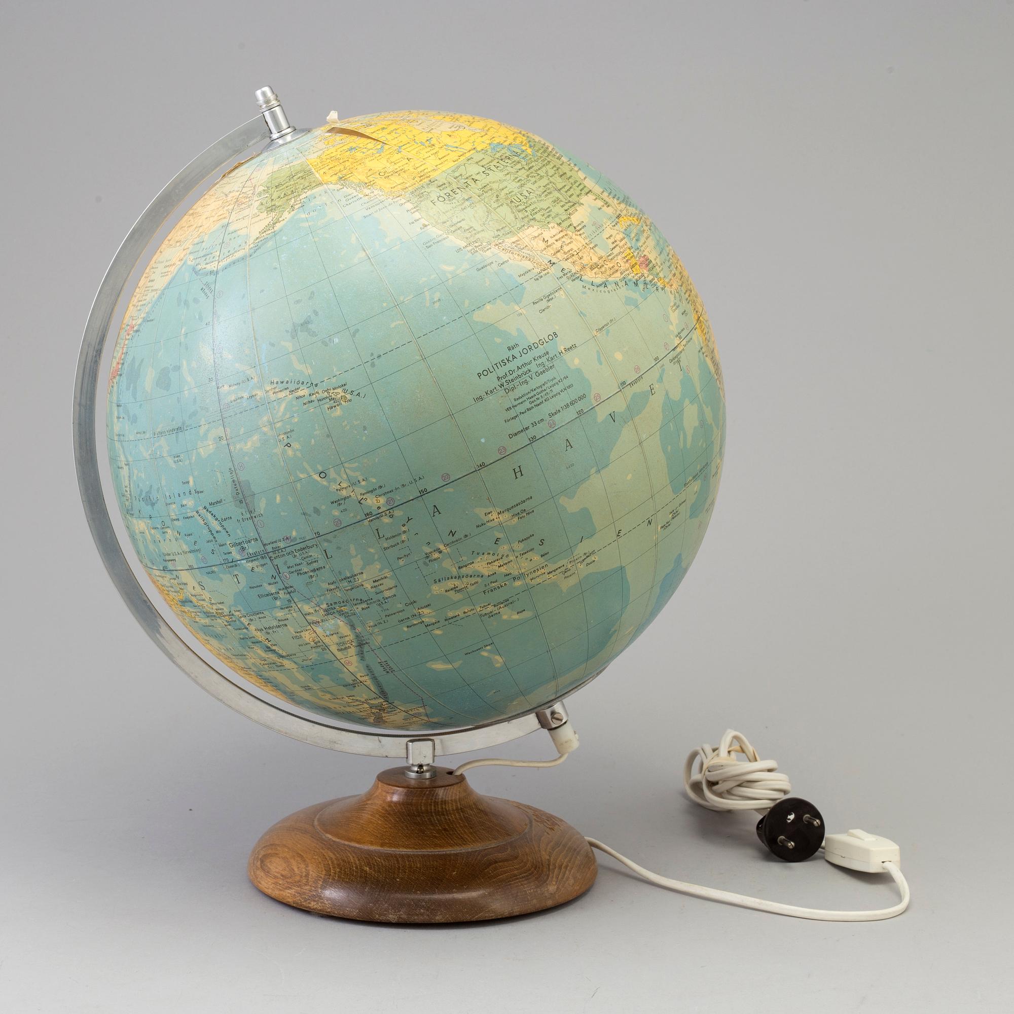 JORDGLOB, Räth Politiska Jordglob, Professor Dr Arthur Krause, 1900-talets mitt.