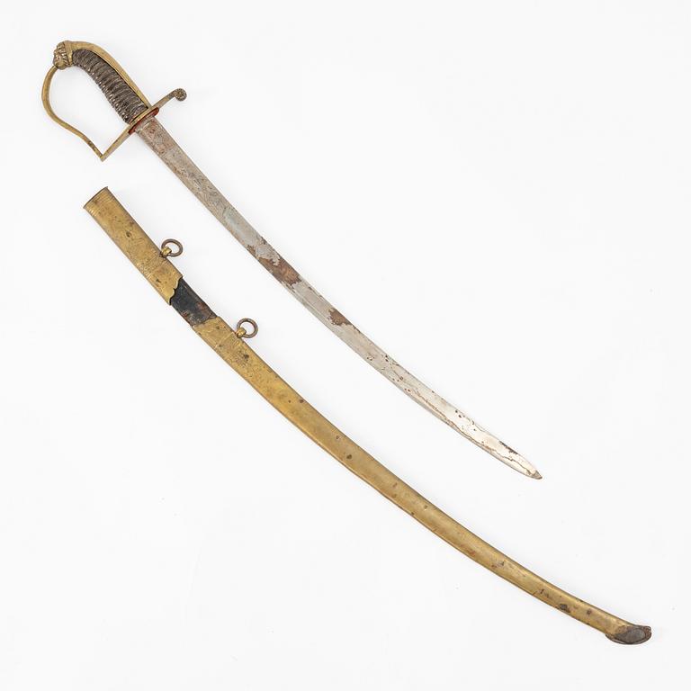 Sabel, svensk, för officer, 1800-talets första hälft.