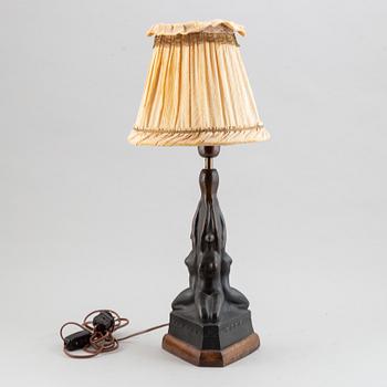 Halvar Frisendahl, a bronze table lamp, signed and dated 1919.