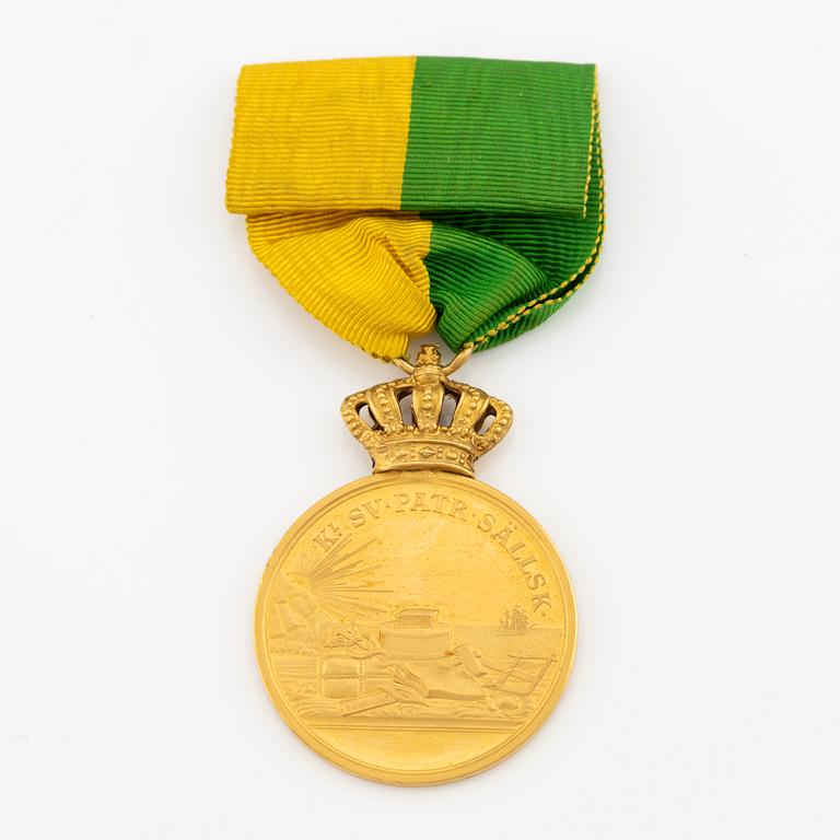 A gold medal, Kungliga Patriotiska Sällskapet, Gustaf V, 1916.