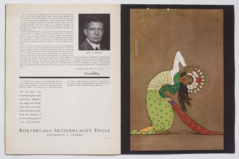 Tyra Kleen, fyra häften med åtta tryckta planscher (varav en dublett), "Temple Dances and Musical Instruments in Bali".