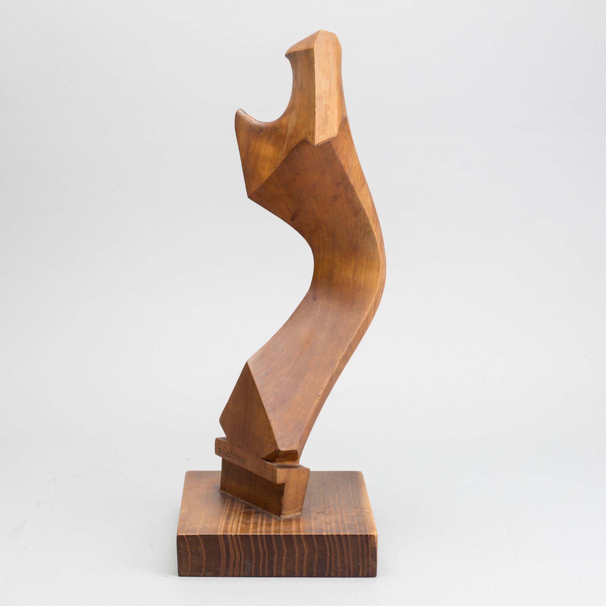 GIUSEPPE CARLI, a signed and dated venetian walnut forcola, rowlock, 1965.