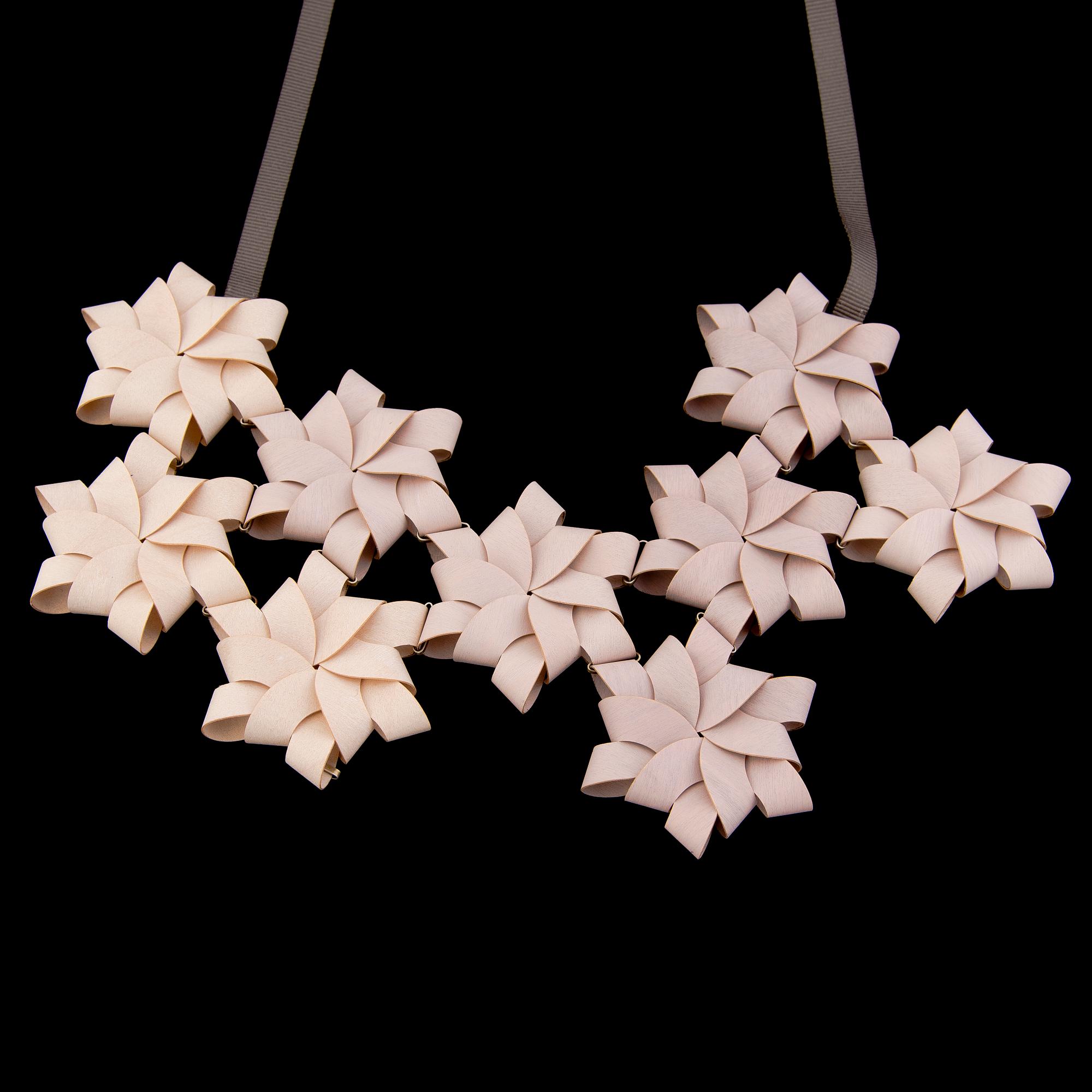 INNI PÄRNÄNEN, KAULAKORU, vaneri, silkkinauha, 2014-15.