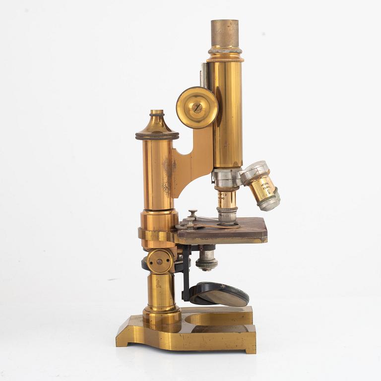 E. Leitz Wetzlar, a brass microscope, circa 1900.