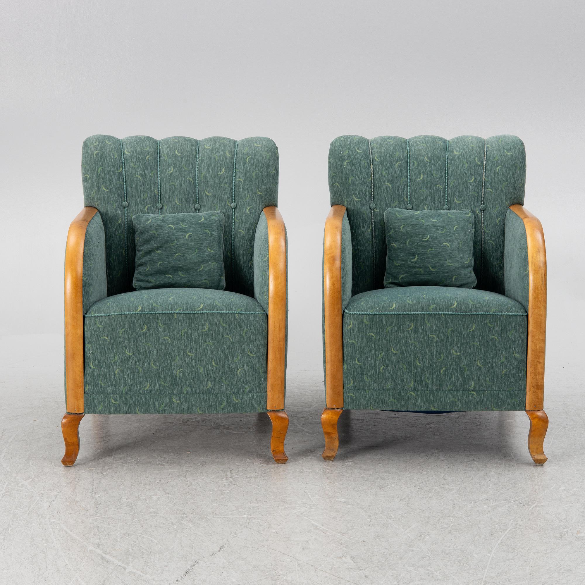 A pair of armchairs, 1930s/40s.