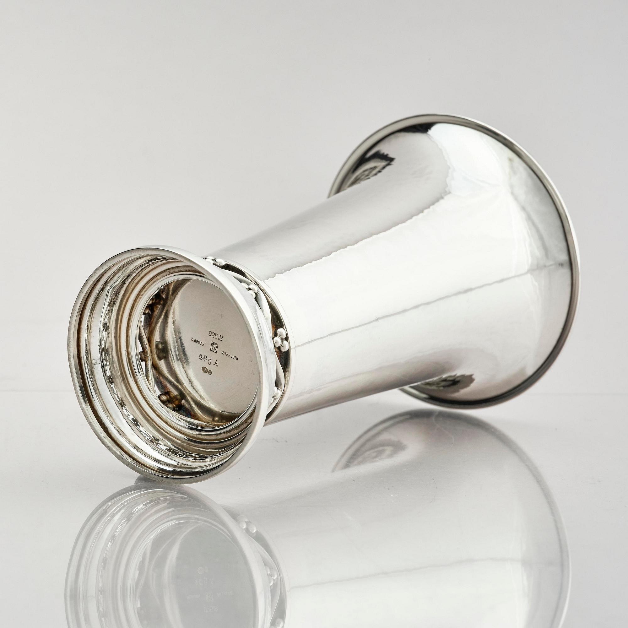 Georg Jensen, a sterling silver vase, design Harald Nielsen, model no 469A, Copenhagen, Denmark 1933-1944.