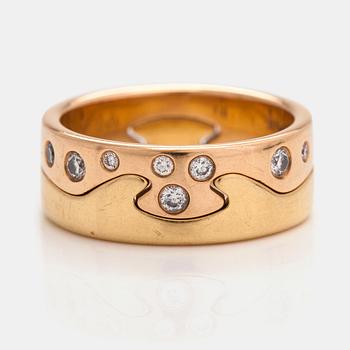 Georg Jensen, An 18K red and yellow gold ring "Fusion" with diamonds ca. 0.15 ct in total. Denmark.