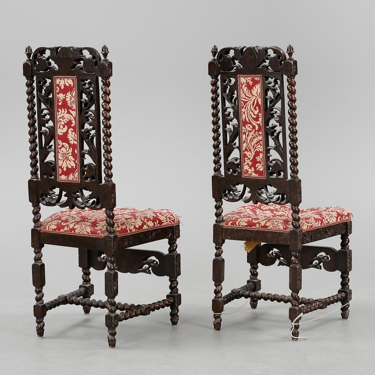 STOLAR, ett par, barockstil, 1800-tal.
