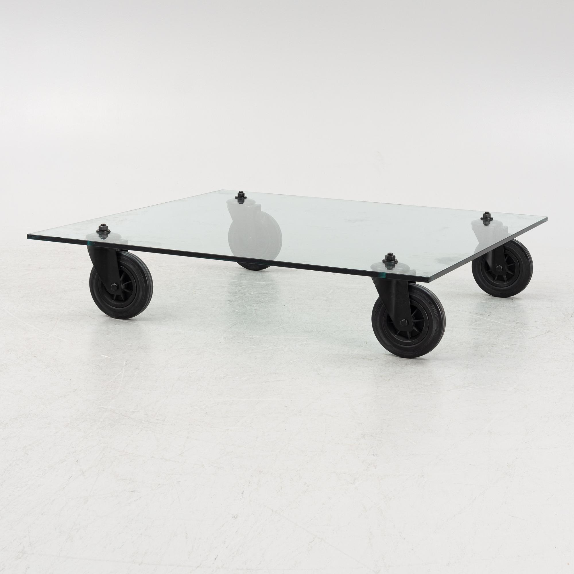 Gae Aulenti, coffee table, 'Tavolo con Ruote', Fontana Arte, Italy.