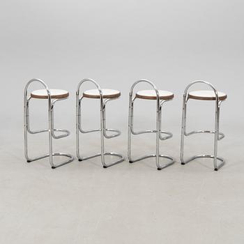 Bar stools, set of 4, late 20th century.