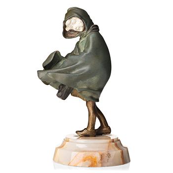 229. Demetre Chiparus, a "Hooded cloak" patinated bronze and ivory sculpture, Paris 1920's.