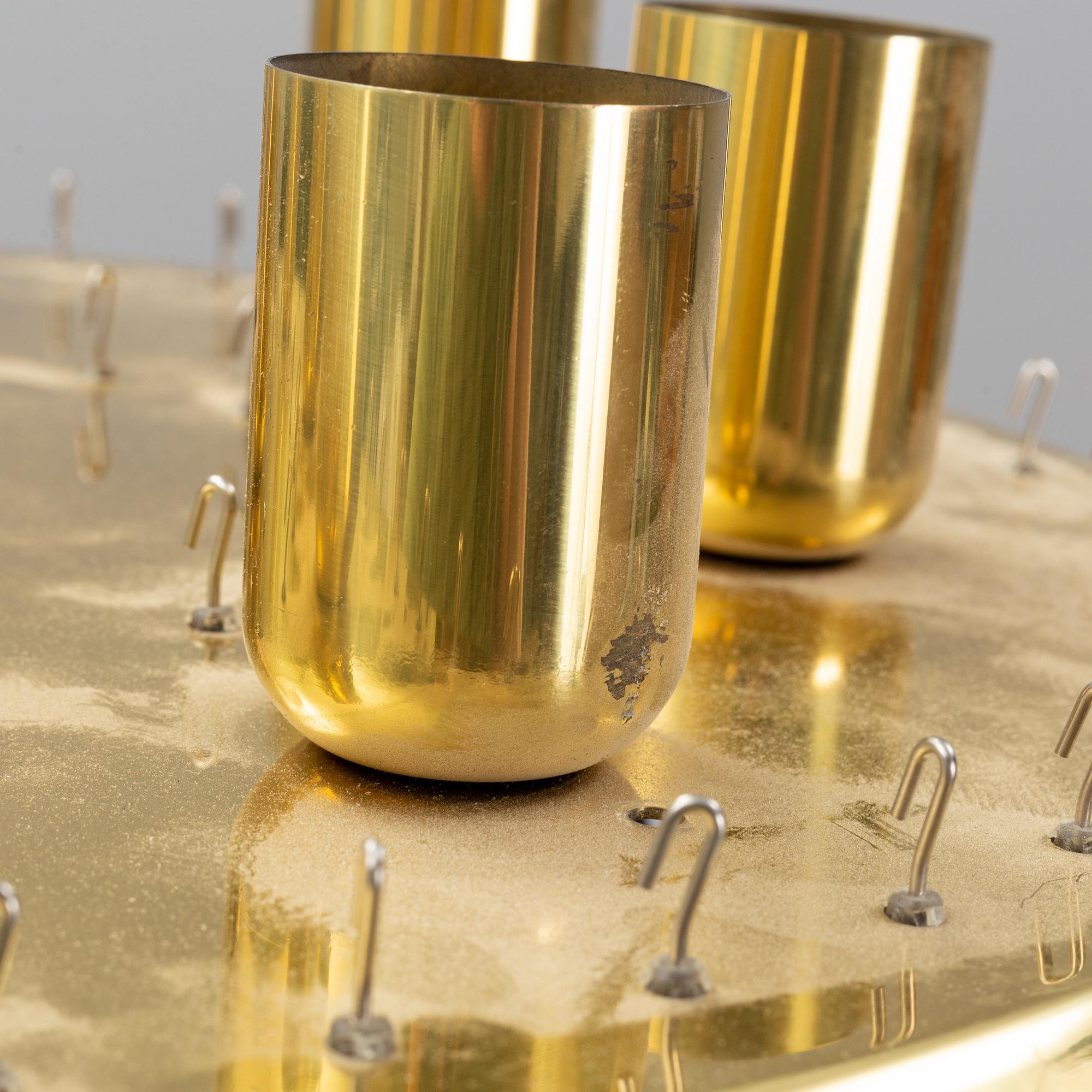 A J T Kalmar brass and glass ceiling light, second half of the 20th Century.