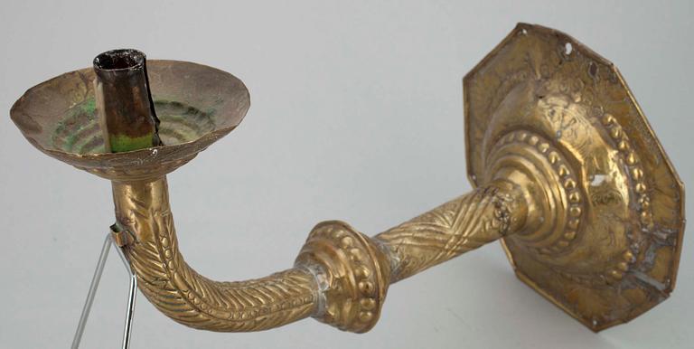LJUSARM, mässing, barock, 1700-tal.