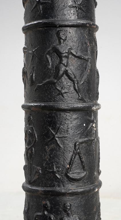 A Johannes Dahl black lacquered cast iron column, Näfveqvarn, Sweden 1920's.