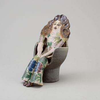 Lisa Larson, a unique stoneware figurine, Gustavsberg, Sweden 1970s.