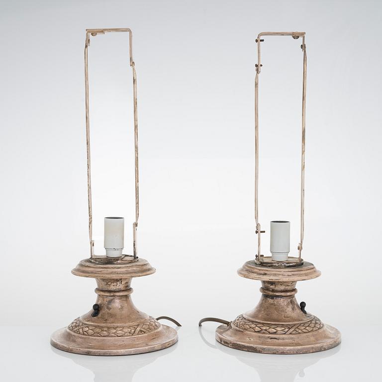 Birger Hahl, a pair of Art Déco Table lights, Finland 1920s.