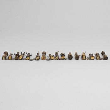 HANS TEPPICH, a set of 16 chess pieces/ biblical miniatures, Israel, 1950's-60's.
