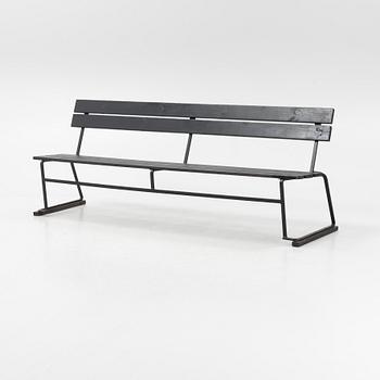 A 'Soffa5' iron and wood garden bench, Grythyttan.