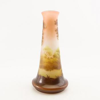 Emile Gallé, vase, glass, Art Nouveau early 20th century, Nancy, France.