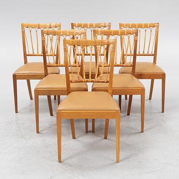 Josef Frank, a set of six model '1165' chairs, Firma Svenskt Tenn, post 1985.